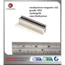 Ni-Beschichtung 25x8x2mm Neodym-Magnete n52